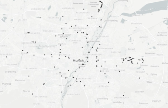 Karte der Messtellen in München